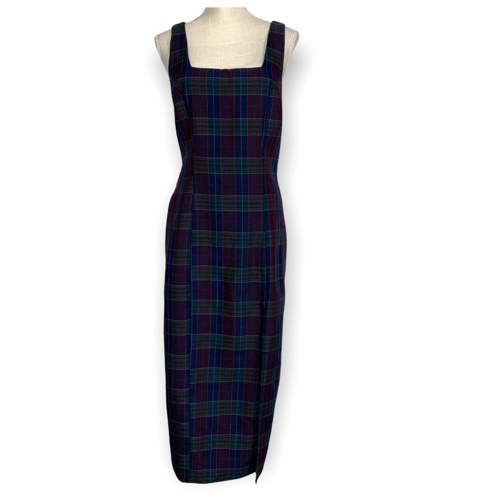 Vintage 90's Knapp Studio Plaid Jumper Dress Medium